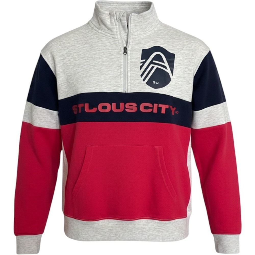 MLS St Louis City SC Pullover Youth XL Grey Pink Navy Excellent Quarter Zip